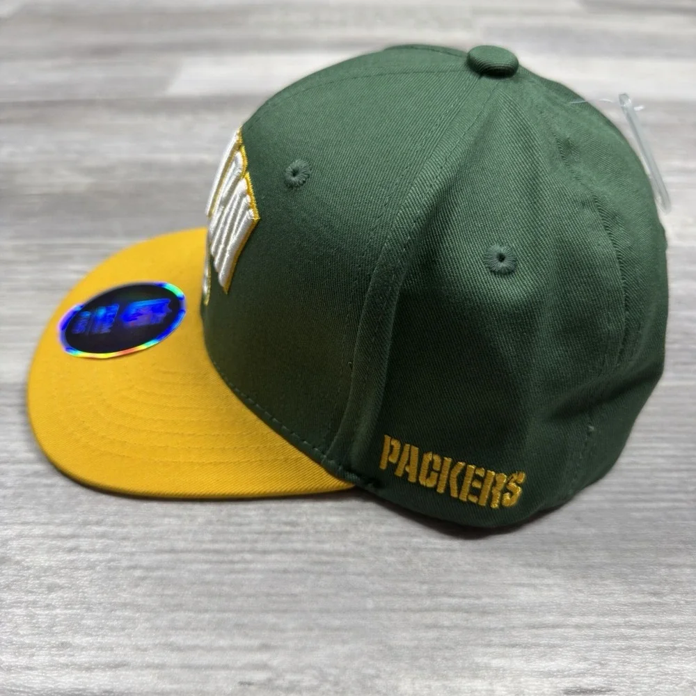 Green Bay Packers Youth Snapback Hat Green/Yellow Logo‎ Block Kids Brand New